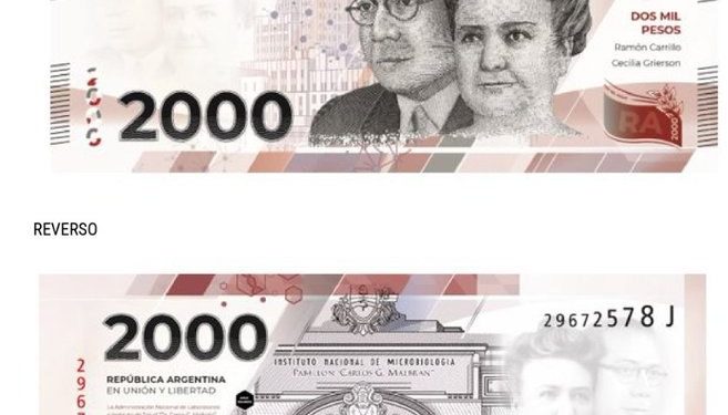 Banco Central de Argentina lanza billete de 2,000 pesos
