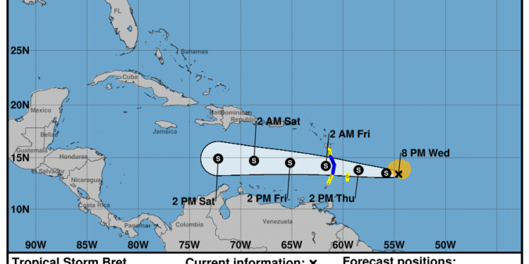 Bret está a 530 km de Barbados