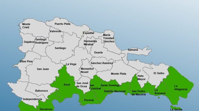 Barahona entre las 10 provincias en alerta verde