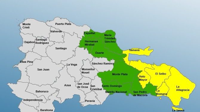 13 provincias en alerta: «amarilla y verde»