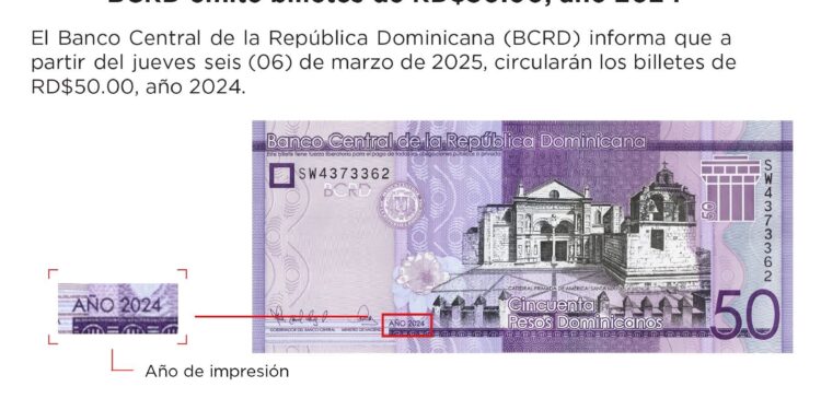 Circulará billete nuevo de RD$50.00