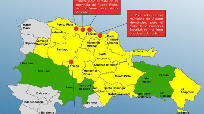 Colocan varias provincias en alerta roja