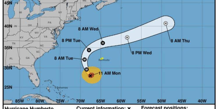 Humberto continúa como huracán 4