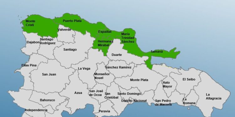 Colocan 6 provincias en alerta verde