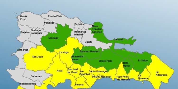 COE coloca 20 provincias en alerta amarilla y verde