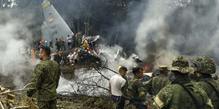 Avión Hércules C-130 se accidenta en Colombia