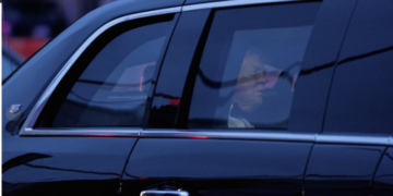 Llegada de Donald Trump al evento. AP