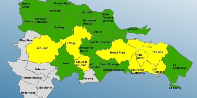 Provincias en alerta por posibles lluvias en el territorio nacional