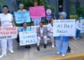 Enfermeros protestan frente del hospital Jaime Mota