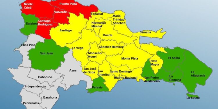 COE coloca 4 provincias en alerta roja y 15 en amarilla