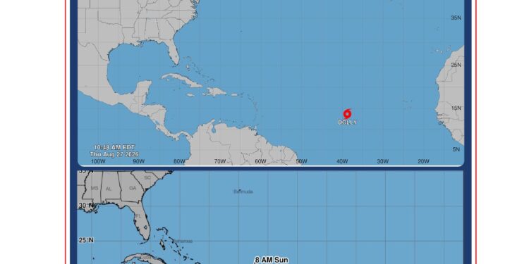 Tormenta tropical Dolly se forma en el Atlántico