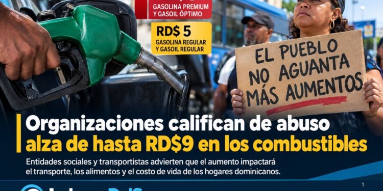 Organizaciones rechazan alza de hasta RD$9 en combustibles