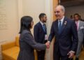 Presidente Luis Abinader y la presidente interina de Venezuela Delcy Rodríguez