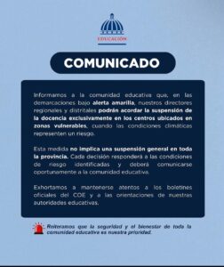 Comunicado de Educación a través de Instagram
